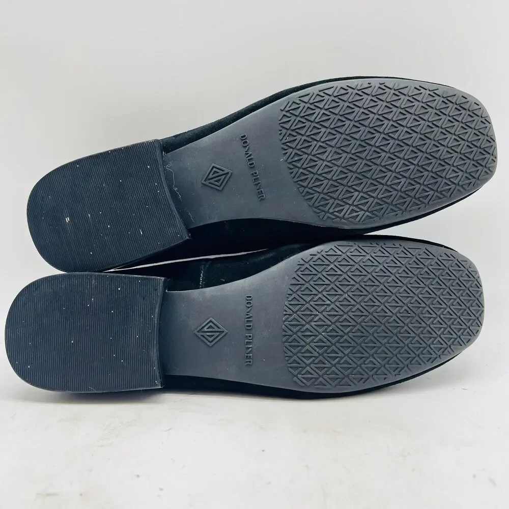 Donald Pliner Shoes Womens 7.5 Black Suede Loafer Chain Casual Chunky Bristol - Picture 9 of 12